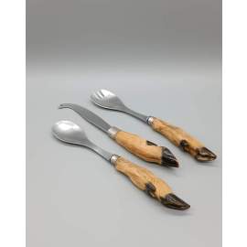 Service a decouper et couverts a salade manches pattes de chevreuil