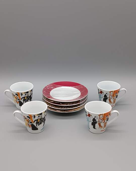 Lot De 4 Tasses à Café Maxim's Paris Avec Sous-tasses - Porcelaine Multicolore