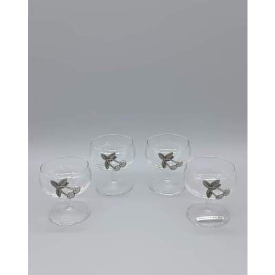 Verres à Liqueur Motif Cerise en Verre et Étain