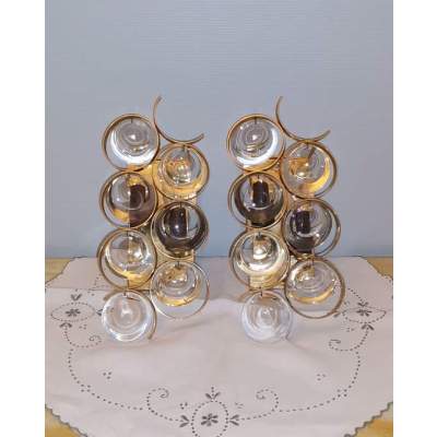 Appliques Murales de Palwa Laiton et Cristal