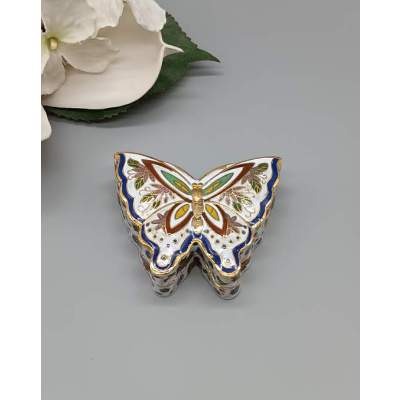 Petite Boîte à Bijoux en Laiton et Émail Cloisonné