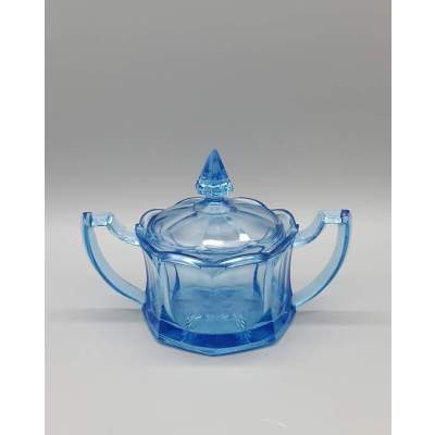 Pot Décoratif en Verre Bleu Vintage