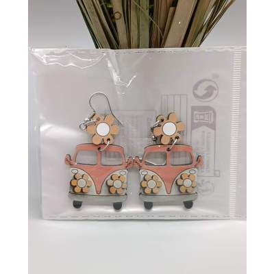 Boucles d'Oreilles Combi VW Rose