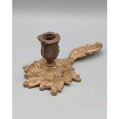 Ancien Bougeoir à Main ou Chandelier en Bronze