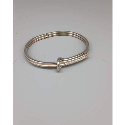 Bracelet Acier et Strass Réglable Vintage