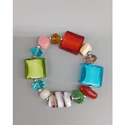 Bracelet Élastique en Pâte de Verre coloré