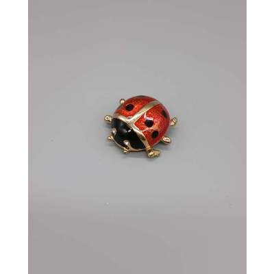 Broche Coccinelle Métal et Email Decermy Vintage