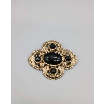 Broche Noire et Dorée Style Rétro Vintage