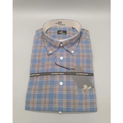 Chemise Homme GAC Carreaux Bleu/Mauve/blanc