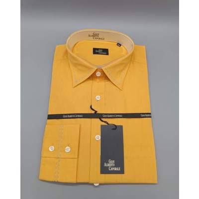 Chemise Homme GAC Jaune Surpiquée Bleu