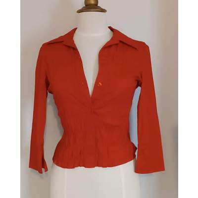 Chemisier Femme Rouge Froncé CLONE Taille S