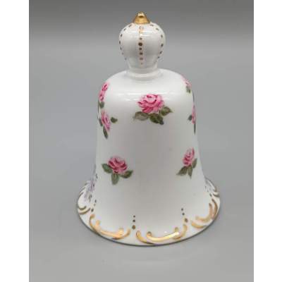 Cloche de Service en Porcelaine Fleurie et Dorée