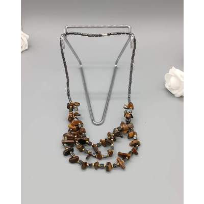 Collier Pierres polies Oeil du Tigre