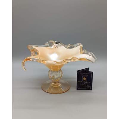 MURANO Coupe sur Pied en Verre Jaune Or