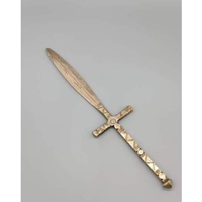 Ancien Coupe Papier Laiton Style Épée Vintage