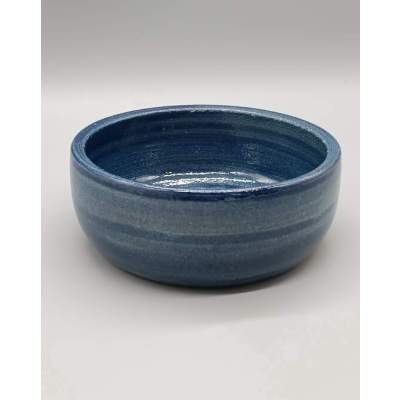 Bol ou Coupelle en Grès Émaillé Bleu Vintage