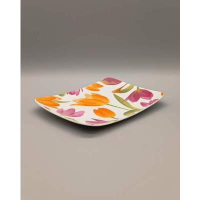 Plat Porcelaine Fleuri Marque BARBIER Vintage