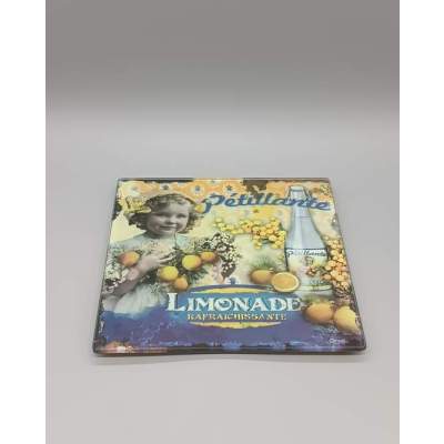 Dessous de Plat Publicitaire en Verre Limonade Vintage