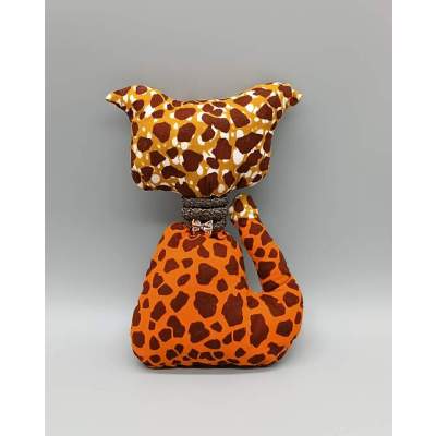 Poupée Chat en Tissu Léopard matelassée Fait Main