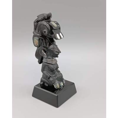 Sculpture Mexicaine Maya Aztèque Noire et Nacrée
