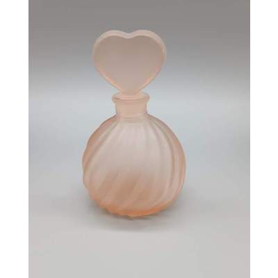 Flacon Parfum Verre Dépoli Rose Coeur Vintage