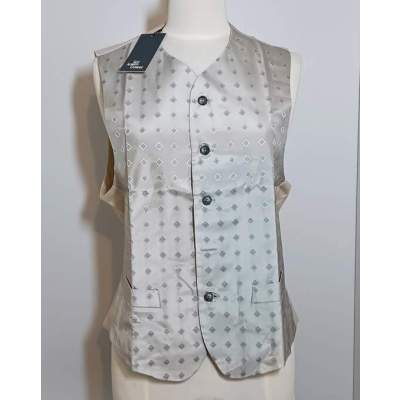 Gilet Costume Homme GAC Motifs Carreaux Gris/Bleu