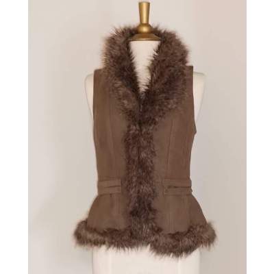 Gilet sans Manches Style Daim et Fourrure