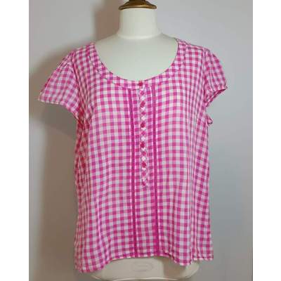 Haut Blouse Femme Carreaux Vichy Burton Vintage