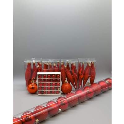 Boules de Noël Rouges Tailles Diverses