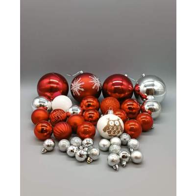 Boules de Noël Rouge et Argent