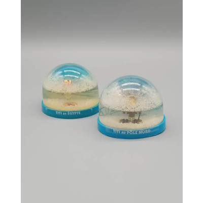 Lot de Deux Boules à Neige Vintage Titi en Égypte et Pôle Nord
