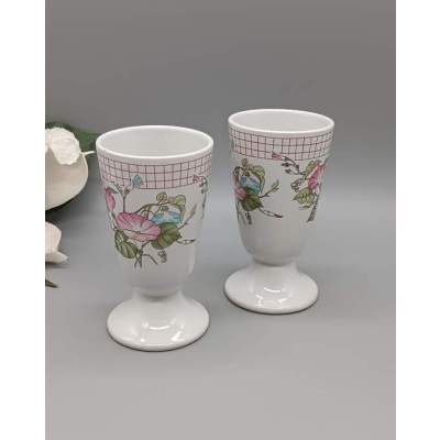 Duo de Mazagrans Motif Floral Vintage