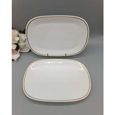 Plats de Service en Porcelaine Blanc et Or