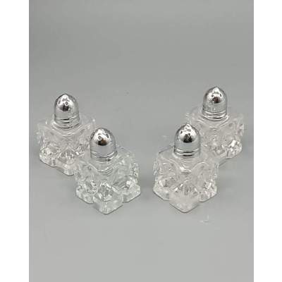 Salières et Poivrières Carrées Vintage en Verre Ciselé