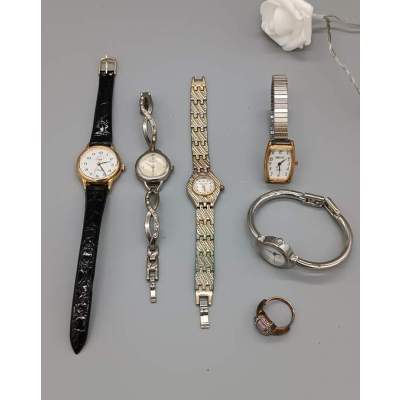 Lot de 5 Montres et Bague Vintage