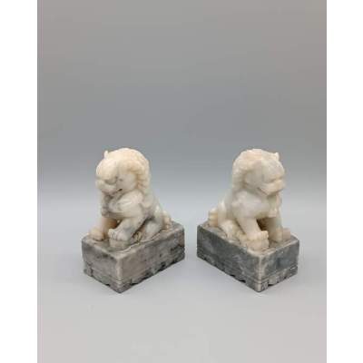 Superbe Paire de Chiens de FÔ Chinois en Stéatite