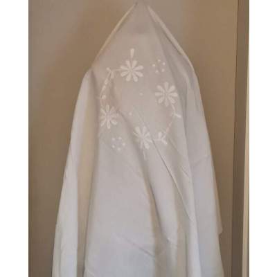 Nappe de Table Ronde Broderie Fleurs