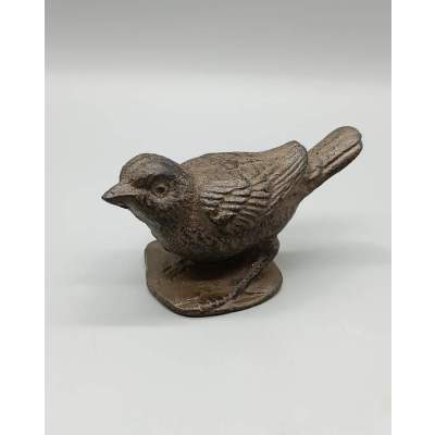 Sculpture Figurine Oiseau en Fonte Patinée
