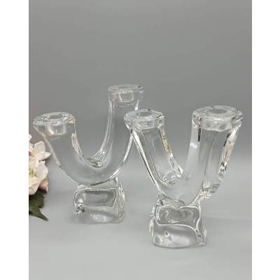 Paire de Bougeoirs en Cristal DAUM FRANCE