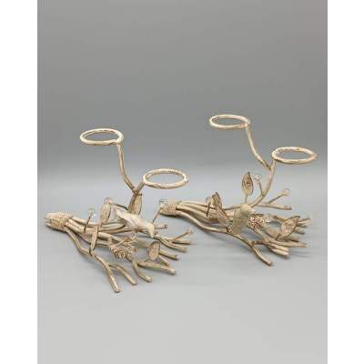 Paire de Bougeoirs Métal Bouquet de Branches