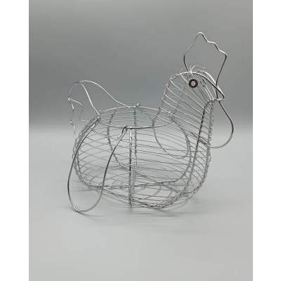 Panier à œufs en forme de Poule en Fil de Fer