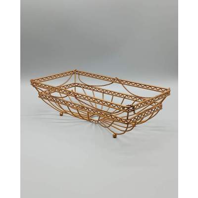 Corbeille ou Panier à Pain en Métal Doré Vintage