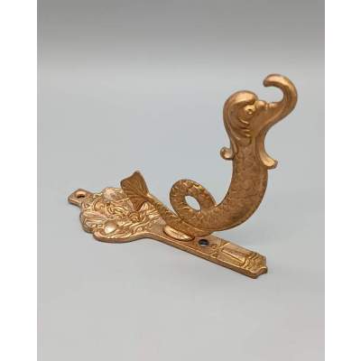 Patère Ancienne Décor Serpent de Mer en Bronze