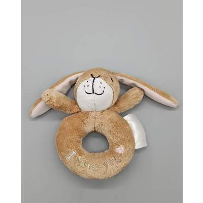 Hochet Lapin Petit Lièvre Brun "Devine combien je t'aime" Rainbow Design