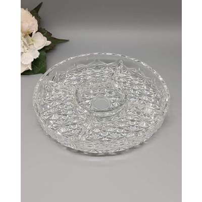Plat Apéritif ou Crudités en Verre Sculpté