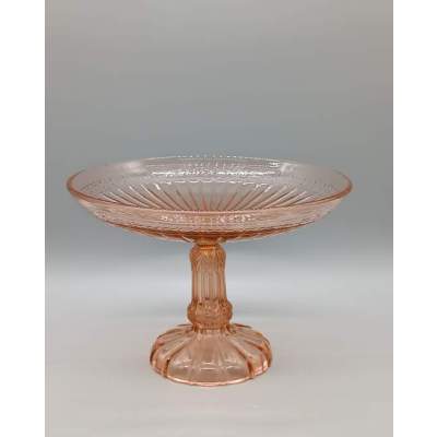 Coupe sur Pied en Verre Rose Vintage