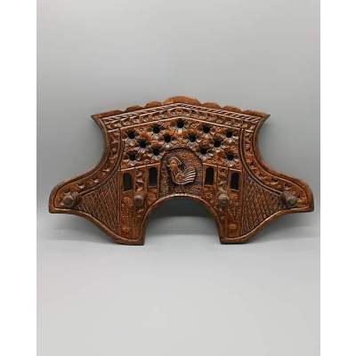 Porte-Manteau Mural en Bois Sculpté Portugais Vintage