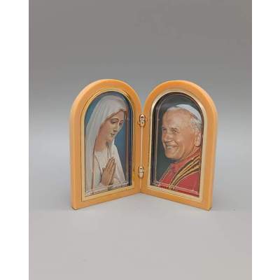 Icône Diptyque de Voyage Représentation Vierge et Pape