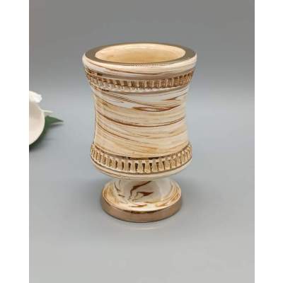 Vase sur Pied Antique Céramique Or 24 Carats