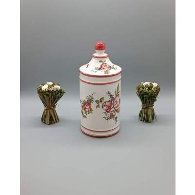 Pot à Pharmacie Céramique Motifs Fleuris Style Lunéville